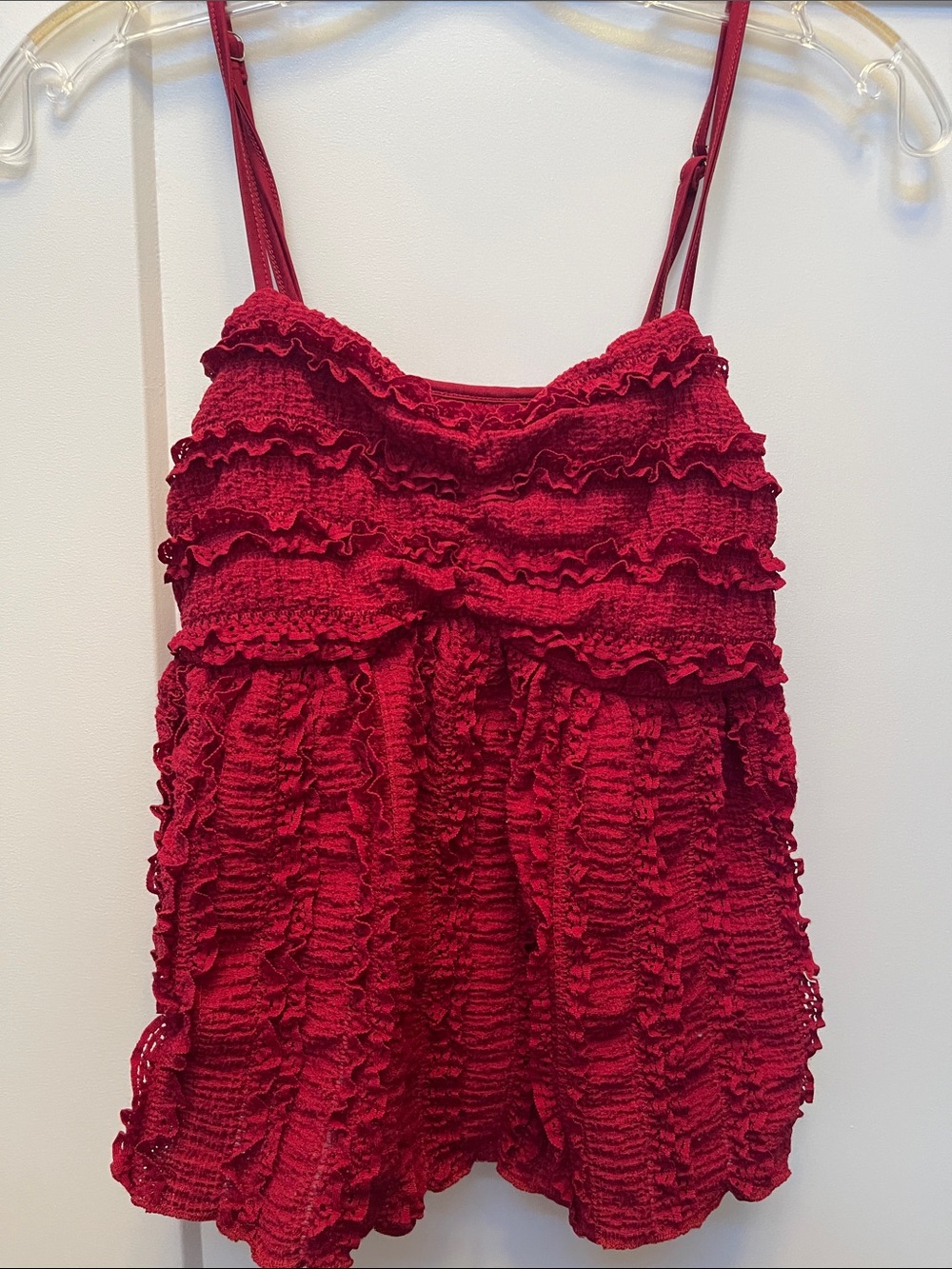 SHEIN Red Ruffled Knit Tank Top for Kids